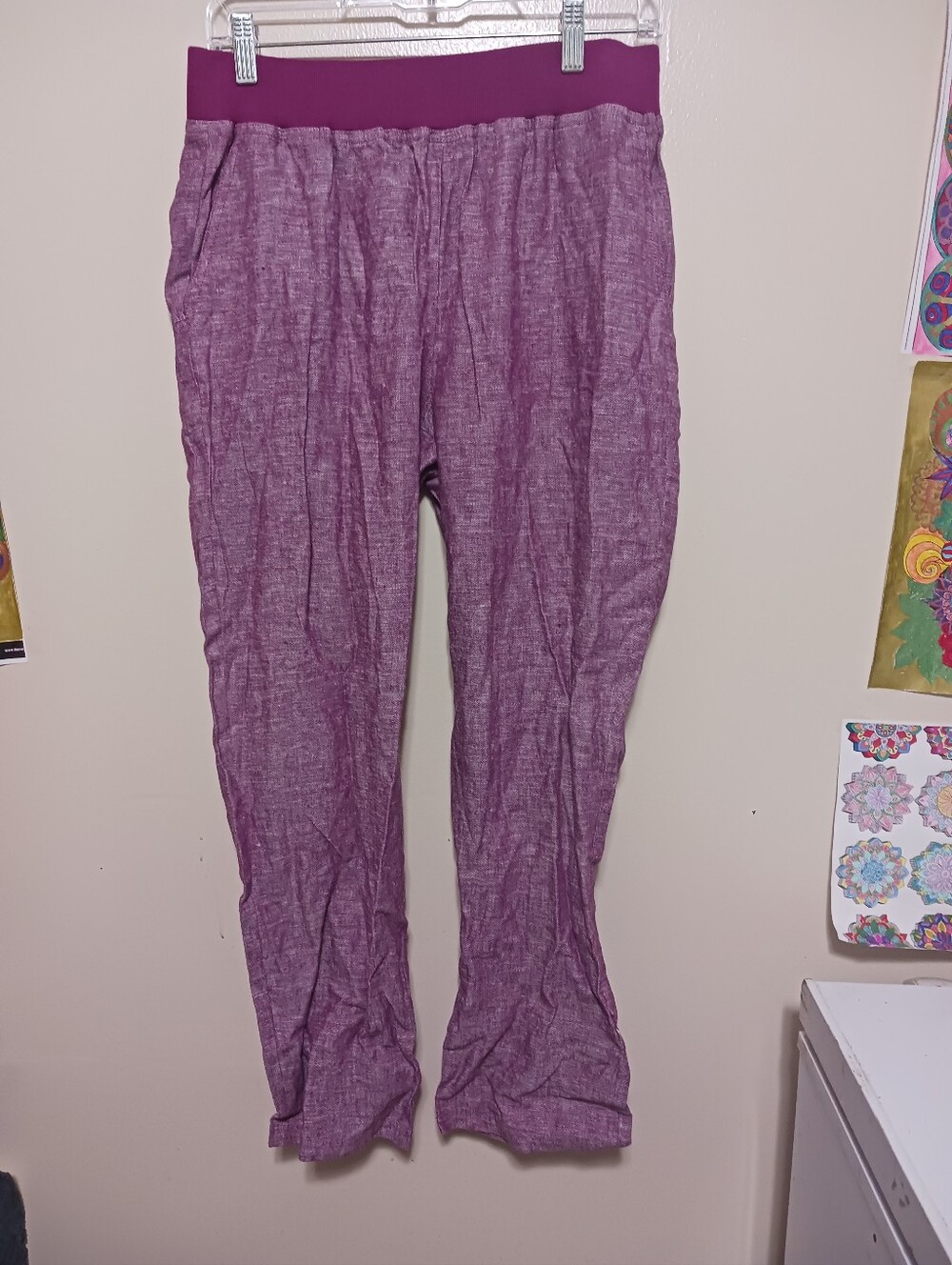 Woman Within Heathered Purple Lounge Pants with Solid Waistband 12wp A-12